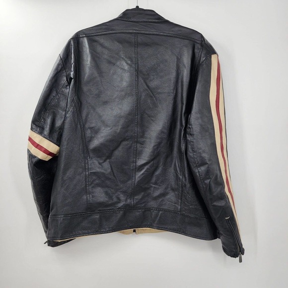 Vintage WILSON LEATHER M.JULIAN Moto Jacket Asymmetric Sleeve Stripes Mens XL - Picture 3 of 16